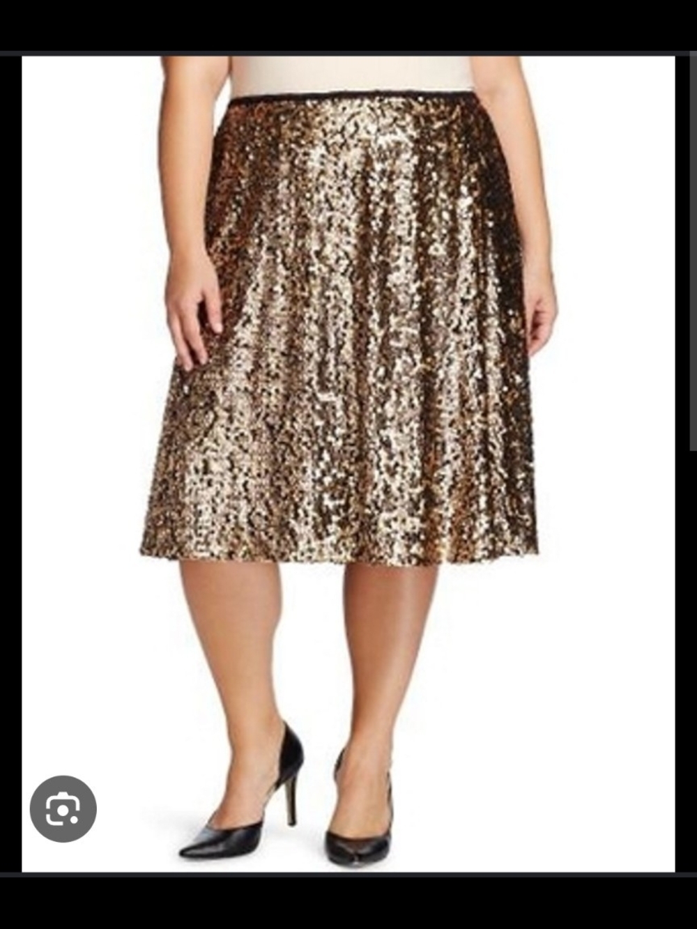 Ava & Viv Champagne Colour Sequin Midi Skirt Women's 3X